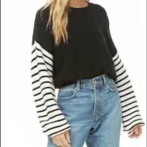Forever21 Balloon Sleeve Striped Sweater